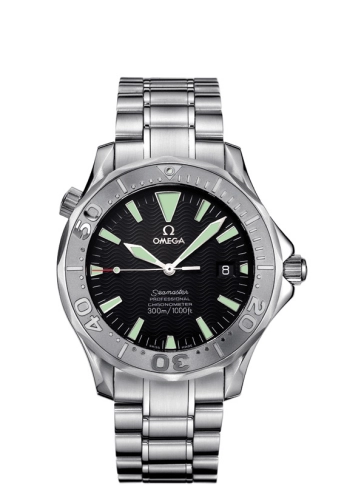 Omega Seamaster Diver 300M 41-2233.50.00 (Titanium Bracelet, Wave-embossed Black Index Dial, Rotating White Gold Bezel)