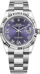 Rolex Datejust 36-126234 (Oystersteel Oyster Bracelet, VI IX Gold Diamond-set Aubergine Dial, Fluted Bezel) (m126234-0022)