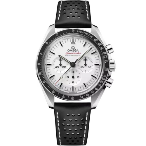 Omega Speedmaster Moonwatch 42-310.32.42.50.04.002 (Black Micro-perforated Leather Strap, White-lacquered Index Dial, Black Tachymeter Bezel)