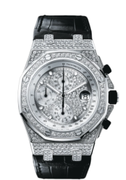 Audemars Piguet Royal Oak Offshore 42-26067BC.ZZ.D002CR.01 (Black Alligator Leather Strap, Diamond-paved White Index Dial, White Gold Diamond-set Bezel) (26067BC.ZZ.D002CR.01)