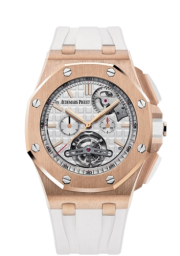 Audemars Piguet Royal Oak Offshore 44-26540OR.OO.A010CA.01 (White Rubber Strap, Méga Tapisserie White Index Dial, Pink Gold Smooth Bezel) (26540OR.OO.A010CA.01)