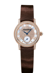 Audemars Piguet Jules Audemars 28-77229OR.ZZ.A082MR.01 (Brown Silk Strap, Centered Diamond-set White MOP Roman Dial, Brilliant-cut Diamond-set Bezel) (77229OR.ZZ.A082MR.01)