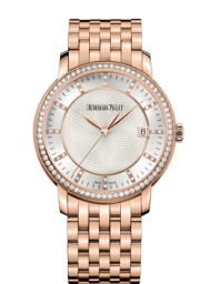Audemars Piguet Jules Audemars 39-15173OR.ZZ.1270OR.01 (Pink Gold Bracelet, Guilloched Silver-toned Diamond-set Index Dial, Pink Gold Diamond-set Bezel) (15173OR.ZZ.1270OR.01)