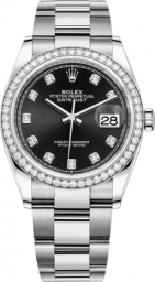 Rolex Datejust 36-126284RBR (Oystersteel Oyster Bracelet, Gold Diamond-set Bright-black Dial, Diamond Bezel) (m126284rbr-0020)