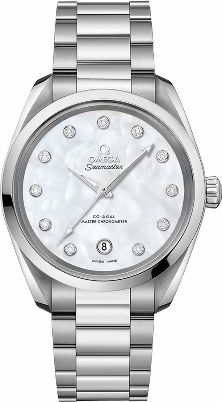 Omega Seamaster Aqua Terra 150M 38-220.10.38.20.55.001 (Stainless Steel Bracelet, White MOP Diamond Index Dial, Stainless Steel Bezel)