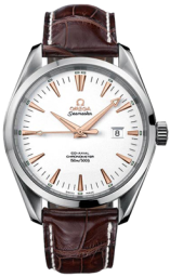 Omega Seamaster Aqua Terra 150M 42.2-2802.34.37 (Brown Alligator Leather Strap, White Index Dial, Stainless Steel Bezel) (Omega 2802.34.37)