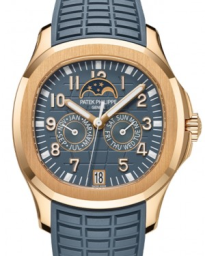 Patek Philippe Aquanaut 39.9-5261R-001 (Tropical Blue-gray Rubber Strap, Blue-gray-embossed Arabic Dial, Rose Gold Smooth Bezel) (5261R-001)