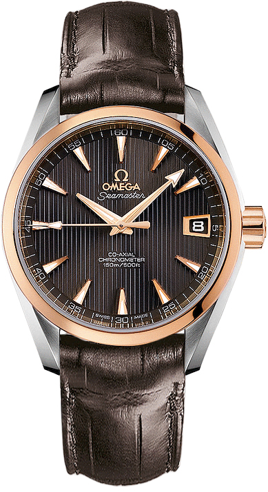 Omega Seamaster Aqua Terra 150M 38.5-231.23.39.21.06.001 (Brown Alligator Leather Strap, Vertical-teak Grey Index Dial, Red Gold Bezel)