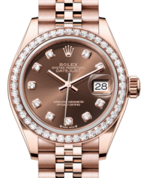 Rolex Lady-Datejust 28-279135RBR (Everose Gold Jubilee Bracelet, Gold Diamond-set Chocolate Dial, Diamond Bezel) (m279135rbr-0018)