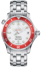 Omega Seamaster Diver 300M 36.25-212.30.36.20.04.001 (Stainless Steel Bracelet, White Dot Index Dial, Rotating Red Ceramic Bezel) (Omega 212.30.36.20.04.001)