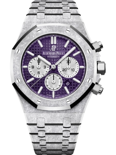 Audemars Piguet Royal Oak 41-26331BC.GG.1224BC.01 (Hammered White Gold Bracelet, Grande Tapisserie Plum-purple Index Dial, Frosted White Gold Bezel)