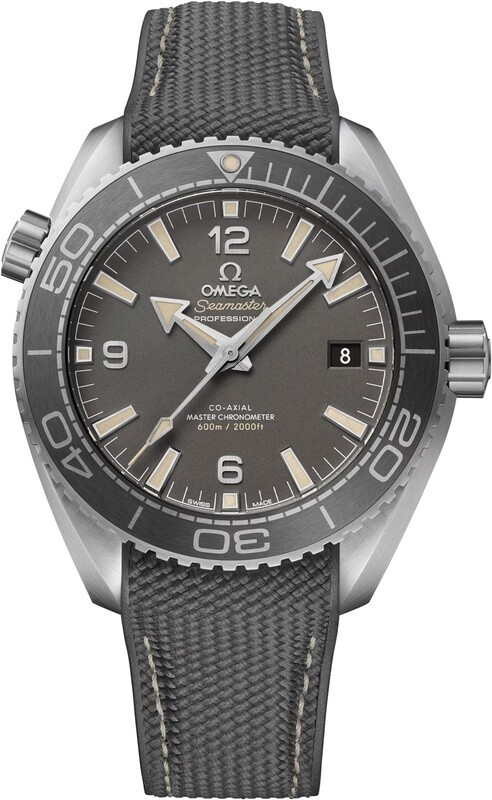 Omega Seamaster Planet Ocean 600M 43.5-215.32.44.21.01.002 (Grey Structured Rubber Strap, Matte-green Arabic/Index Dial, Rotating Grey Ceramic Bezel)