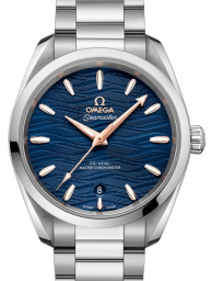 Omega Seamaster Aqua Terra 150M 38-220.10.38.20.03.002 (Stainless Steel Bracelet, Wave-embossed Blue Index Dial, Stainless Steel Bezel) (Omega 220.10.38.20.03.002)