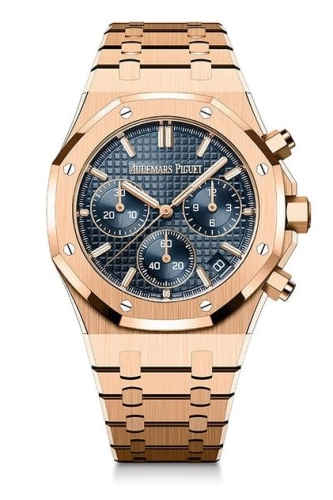 Audemars Piguet Royal Oak 41-26240OR.OO.1320OR.0 (Pink Gold Bracelet, Grande Tapisserie Bleu Nuit Nuage 50 Index Dial, Pink Gold Smooth Bezel)