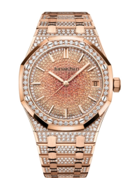 Audemars Piguet Royal Oak 41-15502OR.ZZ.1222OR.01 (Diamond-set Pink Gold Bracelet, Graded-orange Sapphire-paved Pink Gold Index Dial, Pink Gold Diamond-set Bezel) (15502OR.ZZ.1222OR.01)