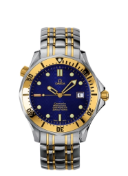 Omega Seamaster Diver 300M 41-2332.80.00 (Yellow Gold & Stainless Steel Bracelet, Wave-embossed Blue Dot Index Dial, Rotating Yellow Gold Bezel) (Omega 2332.80.00)
