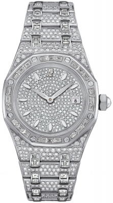 Audemars Piguet Royal Oak 33-67604BC.ZZ.1211BC.01 (Diamond-set White Gold Bracelet, Diamond-paved Index Dial, Baguette-cut Diamond-set Bezel)