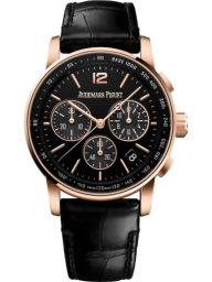 Audemars Piguet Code 11.59 41-26393OR.OO.A002CR.01 (Black Alligator Leather Strap, Black-lacquered Index Dial, Pink Gold Smooth Bezel) (26393OR.OO.A002CR.01)