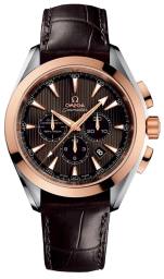 Omega Seamaster Aqua Terra 150M 44-231.23.44.50.06.002 (Brown Alligator Leather Strap, Vertical-teak Grey Index Dial, Red Gold Bezel) (Omega 231.23.44.50.06.001)