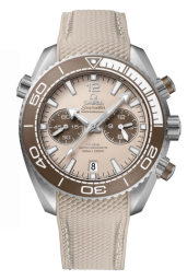 Omega Seamaster Planet Ocean 600M 45.5-215.32.46.51.09.001 (BeigeStructured Rubber Strap, Sand-blasted Beige Arabic/Index Dial, Rotating Bronze-toned Ceramic Bezel) (Omega 215.32.46.51.09.001)