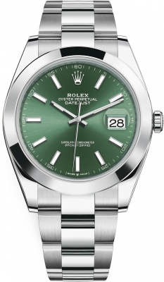 Rolex Datejust 41-126300 (Oystersteel Oyster Bracelet, Mint-green Index Dial, Smooth Bezel)