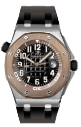 Audemars Piguet Royal Oak Offshore 42-15704PR.OO.D002CA.01 (Black Rubber Strap, Méga Tapisserie Black Arabic Dial, Pink Gold Smooth Bezel) (15704PR.OO.D002CA.01)