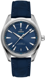 Omega Seamaster Aqua Terra 150M 41-220.13.41.21.03.001 (Blue Alligator Leather Strap, Horizontal-teak Blue Index Dial, Stainless Steel Bezel) (Omega 220.13.41.21.03.001)