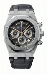 Audemars Piguet Royal Oak 39-26312ST.OO.D005CR.01 (Black Alligator Leather Strap, Grande Tapisserie Black Index Dial, Stainless Steel Smooth Bezel) (26312ST.OO.D005CR.01)