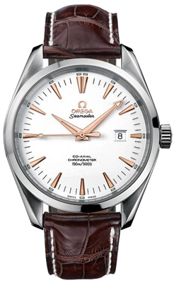 Omega Seamaster Aqua Terra 150M 42.2-2802.34.37 (Brown Alligator Leather Strap, White Index Dial, Stainless Steel Bezel)