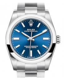 Rolex Oyster Perpetual 34-124200 (Oystersteel Oyster Bracelet, Bright-blue Index Dial, Domed Bezel) (m124200-0003)