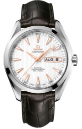 Omega Seamaster Aqua Terra 150M 43-231.13.43.22.02.002 (Brown Alligator Leather Strap, Vertical-teak Silver-toned Index Dial, Stainless Steel Bezel) (Omega 231.13.43.22.02.002)