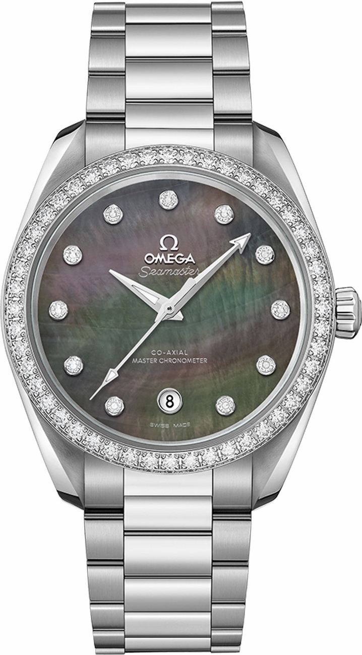 Omega Seamaster Aqua Terra 150M 38-220.15.38.20.57.001 (Stainless Steel Bracelet, Tahitian MOP Diamond Index Dial, Stainless Steel Diamond-set Bezel)