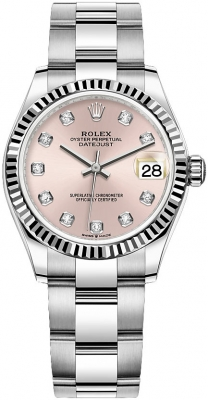 Rolex Datejust 31-278274 (Oystersteel Oyster Bracelet, Gold Diamond-set Pink Dial, Fluted Bezel)