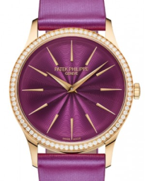 Patek Philippe Calatrava 35-4997/200R-001 (Satinated Purple Calfskin Strap, Embossed & Lacquered Purple Index Dial, Diamond Bezel) (4997/200R-001)