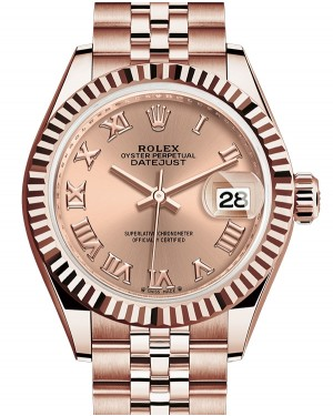 Rolex Lady-Datejust 28-279175 (Everose Gold Jubilee Bracelet, Rosé Roman Dial, Fluted Bezel)