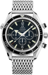 Omega Seamaster Planet Ocean 600M 45.5-2210.52.00 (Meshed Stainless Steel Bracelet, Black Arabic/Index Dial, Rotating Black Ceramic Bezel) (Omega 2210.52.00)