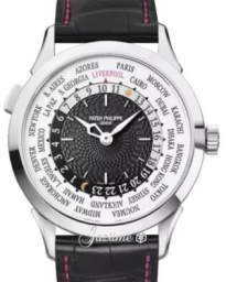 Patek Philippe Complications 38.5-5230G-012 (Matte-black Alligator Leather Strap, Liverpool Edition Guilloched Black Index Dial, White Gold Smooth Bezel) (5230G-012)