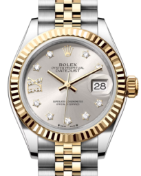 Rolex Lady-Datejust 28-279173 (Yellow Rolesor Jubilee Bracelet, Gold Diamond IX-set Silver Dial, Fluted Bezel) (m279173-0003)