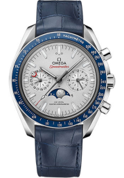 Omega Speedmaster Non-Moonwatch 44.25-304.93.44.52.99.004 (Blue Alligator Leather Strap, Matte-silver Index Dial, Blue Tachymeter Bezel) (Omega 304.93.44.52.99.004)