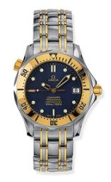 Omega Seamaster Diver 300M 36.25-2352.80.00 (Yellow Gold & Stainless Steel Bracelet, Wave-embossed Blue Dot Index Dial, Rotating Yellow Gold Bezel) (Omega 2352.80.00)