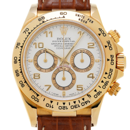 Rolex Daytona 16518 (Brown Leather Strap, White Dial, White/Gold Subdials)