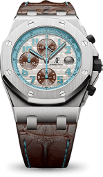 Audemars Piguet Royal Oak Offshore 42-26187ST.OO.D801CR.01 (Brown Alligator Leather Strap, Méga Tapisserie Beige Arabic Dial, Stainless Steel Smooth Bezel) (26187ST.OO.D801CR.01)