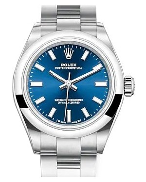 Rolex Oyster Perpetual 28-276200 (Oystersteel Oyster Bracelet, Bright-blue Index Dial, Domed Bezel)