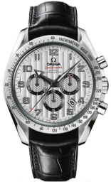 Omega Speedmaster Non-Moonwatch 44.25-321.13.44.50.02.001 (Black Alligator Leather Strap, Silver-toned Geneva Waves Arabic Dial, Stainless Steel Tachymeter Bezel) (Omega 321.13.44.50.02.001)