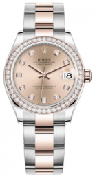 Rolex Datejust 31-278381RBR (Everose Rolesor Oyster Bracelet, Gold Diamond-set Rosé Dial, Diamond Bezel)