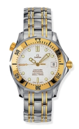 Omega Seamaster Diver 300M 36.25-2352.20.00 (Yellow Gold & Stainless Steel Bracelet, Wave-embossed White Dot Index Dial, Rotating Yellow Gold Bezel) (Omega 2352.20.00)
