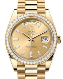 Rolex Day-Date 40-228348RBR (Yellow Gold President Bracelet, Champagne Diamond-set Index Dial, Diamond Bezel) (m228348rbr-0002)