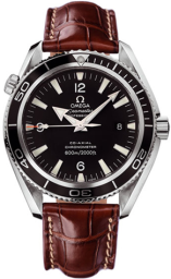 Omega Seamaster Planet Ocean 600M 42-2901.50.37 (Brown Alligator Leather Strap, Black Arabic/Index Dial, Rotating Black Ceramic Bezel) (Omega 2901.50.37)