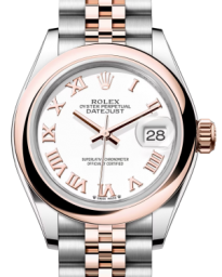 Rolex Lady-Datejust 28-279161 (Everose Rolesor Jubilee Bracelet, White Roman Dial, Domed Bezel)