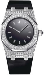 Audemars Piguet Royal Oak 33-77220BC.ZZ.D004CU.01 (Black Calfskin Strap, Black Diamond-set Index Dial, White Gold Diamond-set Bezel) (77220BC.ZZ.D004CU.01)